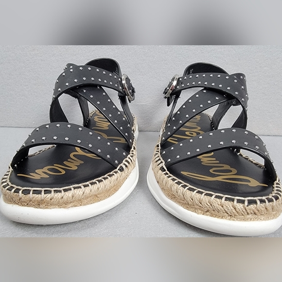 Sam Edelman Womens Sandals 8M Studded Black Espadrille Janette New With Box - Picture 4 of 11